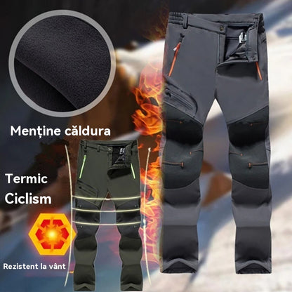 【💥Vysoká kvalita】 【S-5XL】Pánske mäkké, nepremokavé, vetruodolné, priedušné turistické nohavice, teplé, zahustené flísové nohavice na outdoorové športy