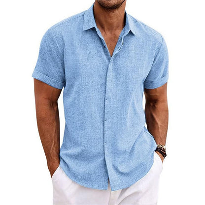 🏖️👕【S-3XL】Nueva camisa masculina de manga corta estilo playa, algodón y lino, talla grande