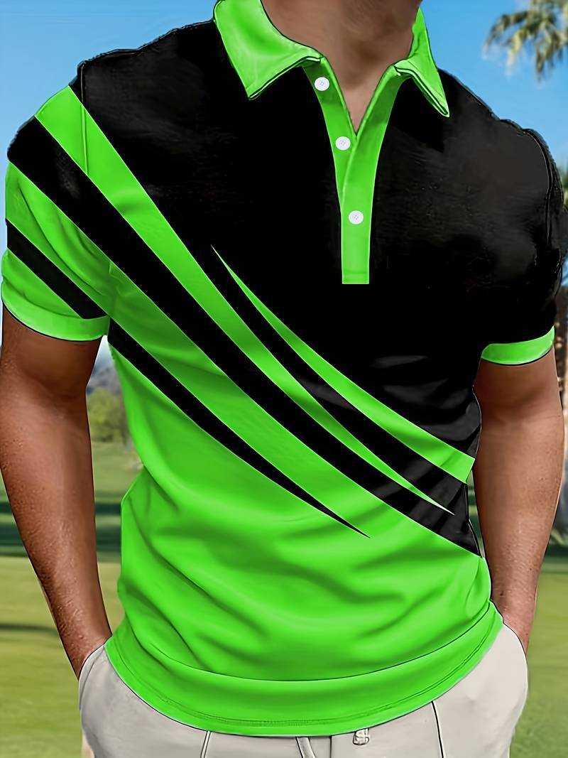 🔥【50%OFF】👔【S-6XL】Nová letná pánska pruhovaná 3D košeľa POLO s potlačou