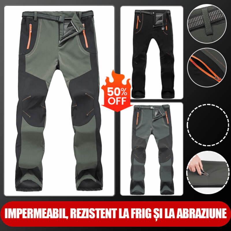 【💥Vysoká kvalita】 【S-5XL】Pánske mäkké, nepremokavé, vetruodolné, priedušné turistické nohavice, teplé, zahustené flísové nohavice na outdoorové športy