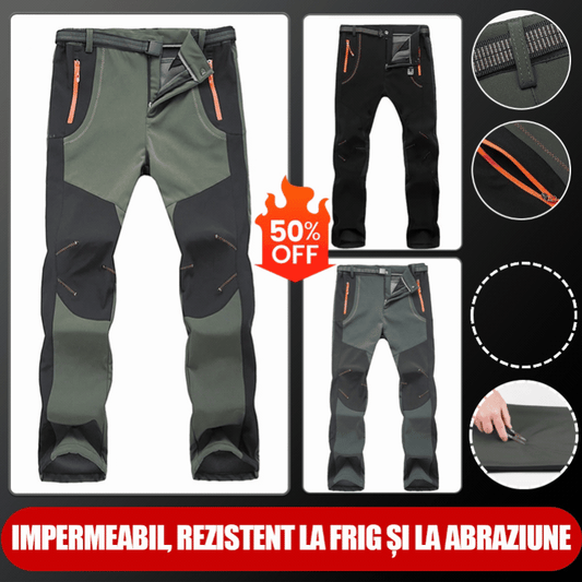 【💥Vysoká kvalita】 【S-5XL】Pánske mäkké, nepremokavé, vetruodolné, priedušné turistické nohavice, teplé, zahustené flísové nohavice na outdoorové športy