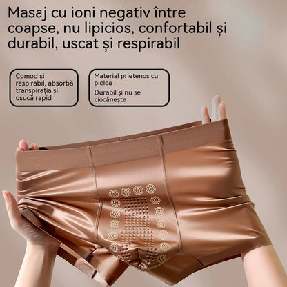 Revoluția Confortului Masculin 2026 ✨ Boxeri Premium din Matase de Gheață cu Tourmaline 🛡️ Antibacterieni 10A (Set de 3 Bucăți)!
