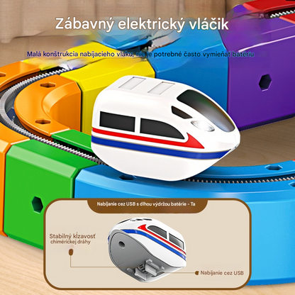 🎁🚄Hračka kocková koľajnica - Staviteľ elektrickej železnice --- Rozvíja kreativitu a logické myslenie 🎨🧠