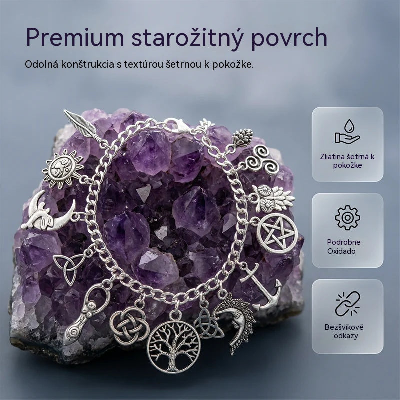 Vintage náramok s príveskami a mystickým nádychom pre ženy – nebeské, gotické a boho šperky 🔮✨