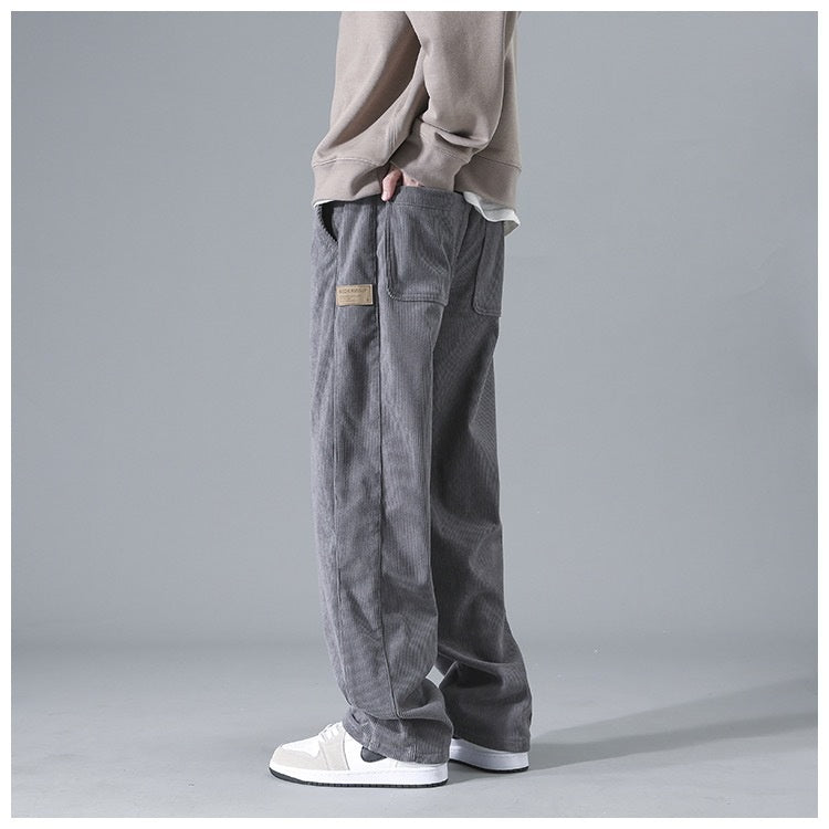 【45–115 kg】🔥 Pantaloni sport bărbătești lejeri, drepți, din catifea reiată, pentru primăvară/toamnă