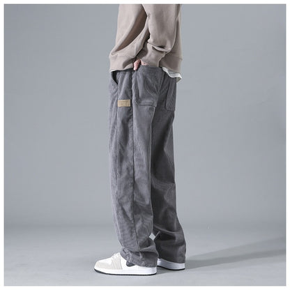 【45–115 kg】🔥 Pantaloni sport bărbătești lejeri, drepți, din catifea reiată, pentru primăvară/toamnă