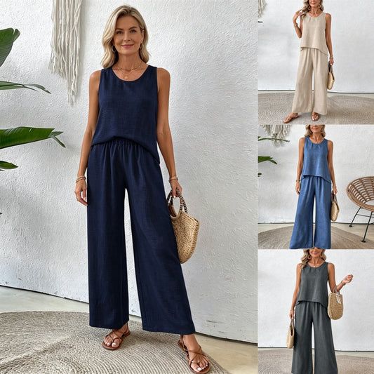 ✨👗 [S-XXL] Nuevo conjunto de dos piezas de encaje calado de color liso a la moda