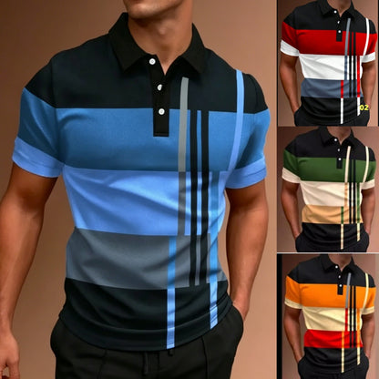 👕🔥[Ново постъпление 50% отстъпка] Нова мъжка ежедневна поло тениска с щампа и райета 2026