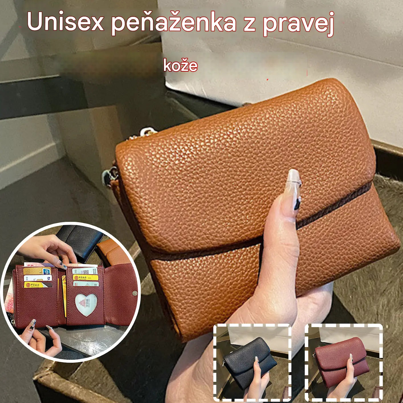 🔥✨【50% OFF】⏰Unisex peňaženka z pravej kože s RFID ochranou Pebble🔥
