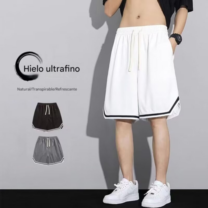 🔥☀️【M-5XL】【50% de descuento por tiempo limitado】Pantalones cortos de secado rápido de seda helada de corte holgado para hombre