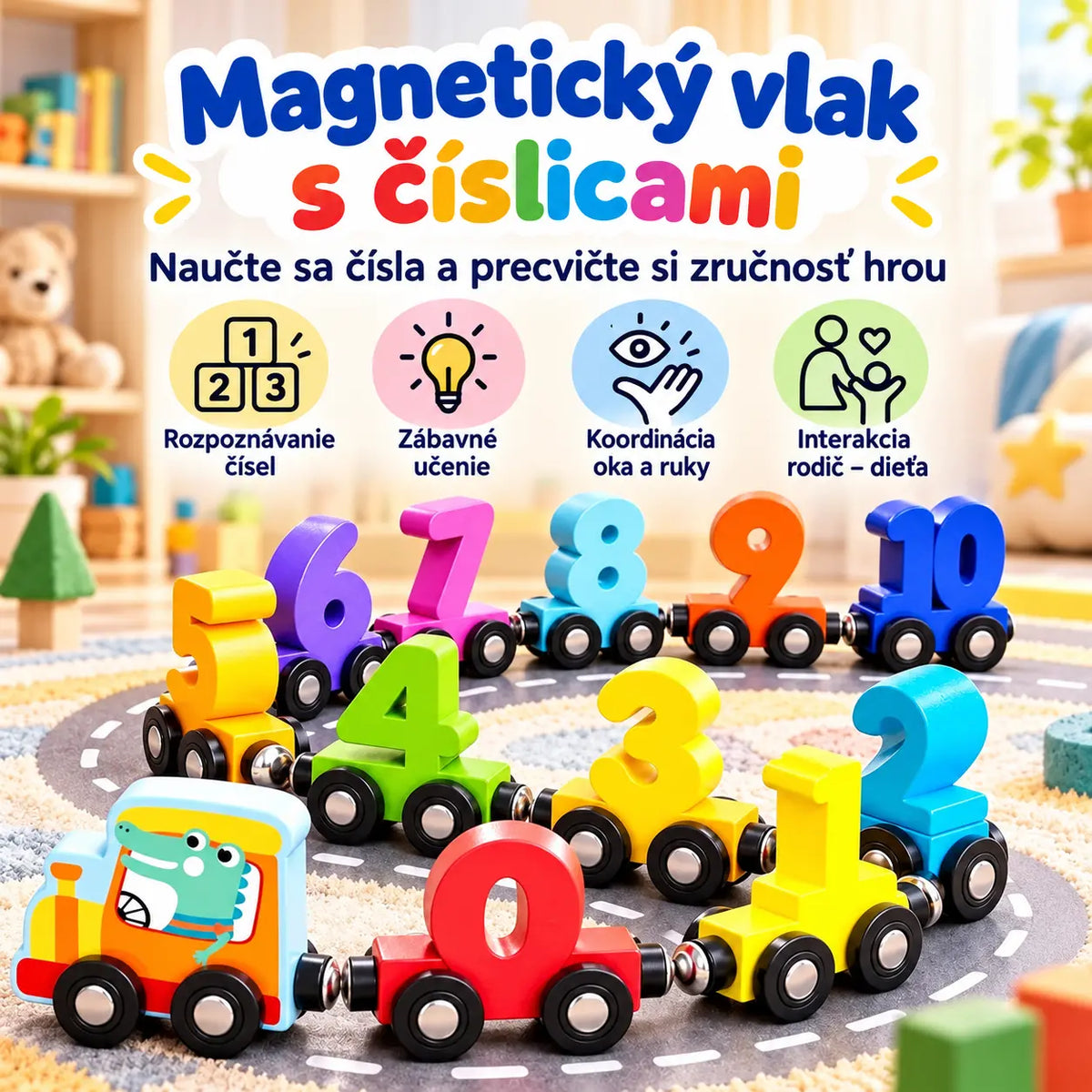 🔥Kúp jeden a druhý dostaneš zadarmo🔥Detský magnetický číselný vláčik🚂 — Vzdelávacia stavebnica