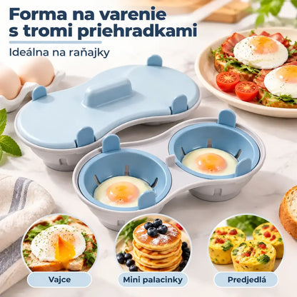 🥚✨ Varič vajec do mikrovlnnej rúry s pokrievkou - Rýchla a praktická nádoba na naparovanie - Bez BPA, pripraví varené vajcia, vajcia na mäkko alebo miešané vajcia za pár minút 🍳
