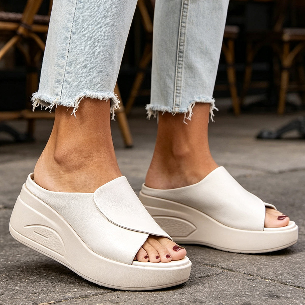 🔥【50% de descuento】【Tacón de 5,5 cm】Sandalias de cuña con suela blanda