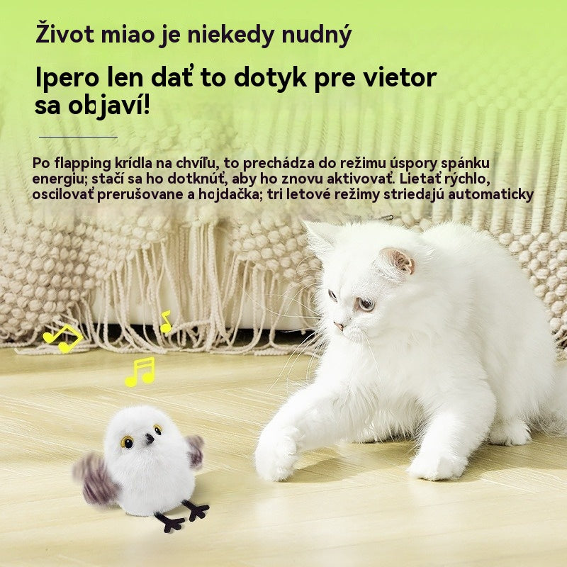 🐥❤️ 【Kúp 1, dostaneš 1 zadarmo】Nová realistická elektrická hračka vtáčika s trepotavými krídlami a zvukom – zábavná hračka pre mačky