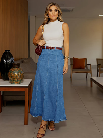 💃 Predĺženie a zoštíhlenie | Maxi džínsová sukňa do A | Elegantná silueta 【-50%】