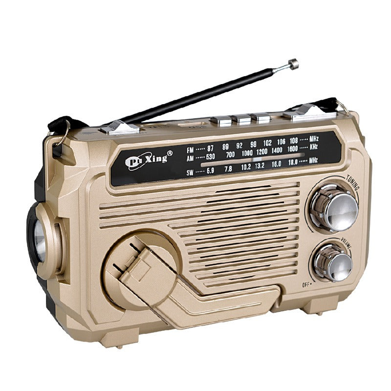 📻🏕️【Garantía oficial】Linterna portátil multifuncional con radio AM｜Carga manual y solar, esencial para emergencias