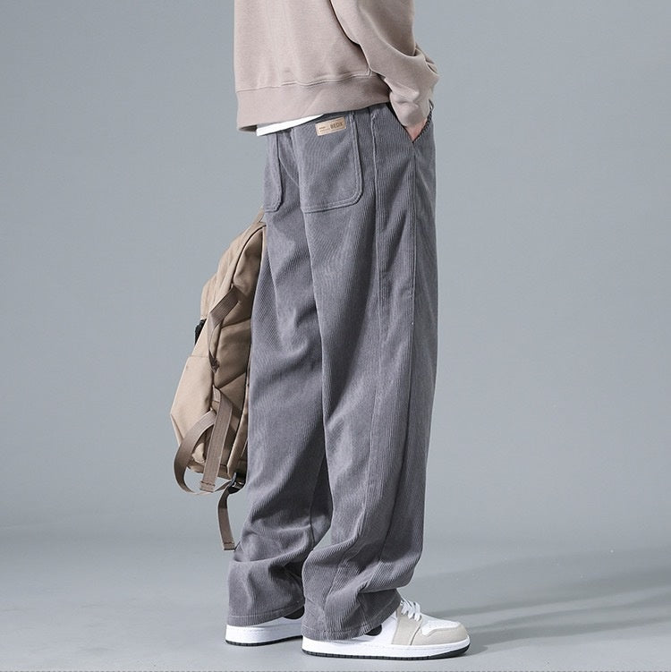 【45–115 kg】🔥 Pantaloni sport bărbătești lejeri, drepți, din catifea reiată, pentru primăvară/toamnă
