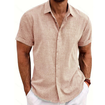 🏖️👕【S-3XL】Nueva camisa masculina de manga corta estilo playa, algodón y lino, talla grande