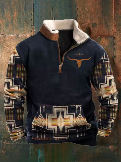 👕【35% ОТСТЪПКА】【S-4XL】2025 Есенно-зимен мъжки моден, топъл пуловер с дълъг ръкав и 3D щампа