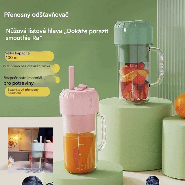 ✨🍎【400 ml】Přenosný odšťavňovač – vezměte si ho kamkoli s sebou a vychutnejte si čerstvé a zdravé ovocné i zeleninové šťávy kdykoli.
