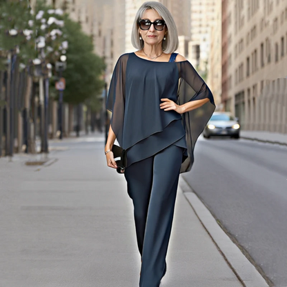 👚👖Časovo obmedzená zľava 50%】Dámska dvojdielna súprava s odhalenými ramenami pre ženy✅【Top + nohavice】【50-120 kg