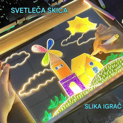 🎨✏️🔥【Špeciálna ponuka】Detská svietiaca tabuľa, DIY doodle, stierateľná fluorescenčná vzdelávacia tabuľa