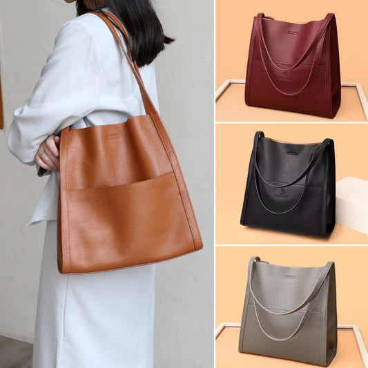 🔥👜👜【45% ZNIŻKI】 Duża, miękka skórzana torba na ramię, prosta, jednolity kolor, obowiązkowy dodatek na jesień i zimę.