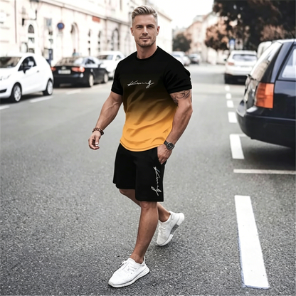 ✨【Pago contra entrega】Conjunto de dos piezas de verano para hombre: camiseta de manga corta + pantalones cortos