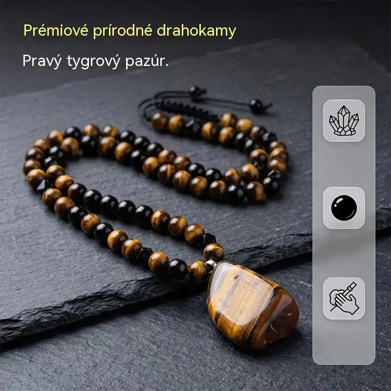 🐯🔥 Časovo obmedzená ponuka: Zľava 52 %! Pánsky náhrdelník z prírodného tigrieho oka: Ručne tkaná šnúrka, leštené korálky z tigrieho oka, ktoré zvýraznia váš jedinečný štýl ✨