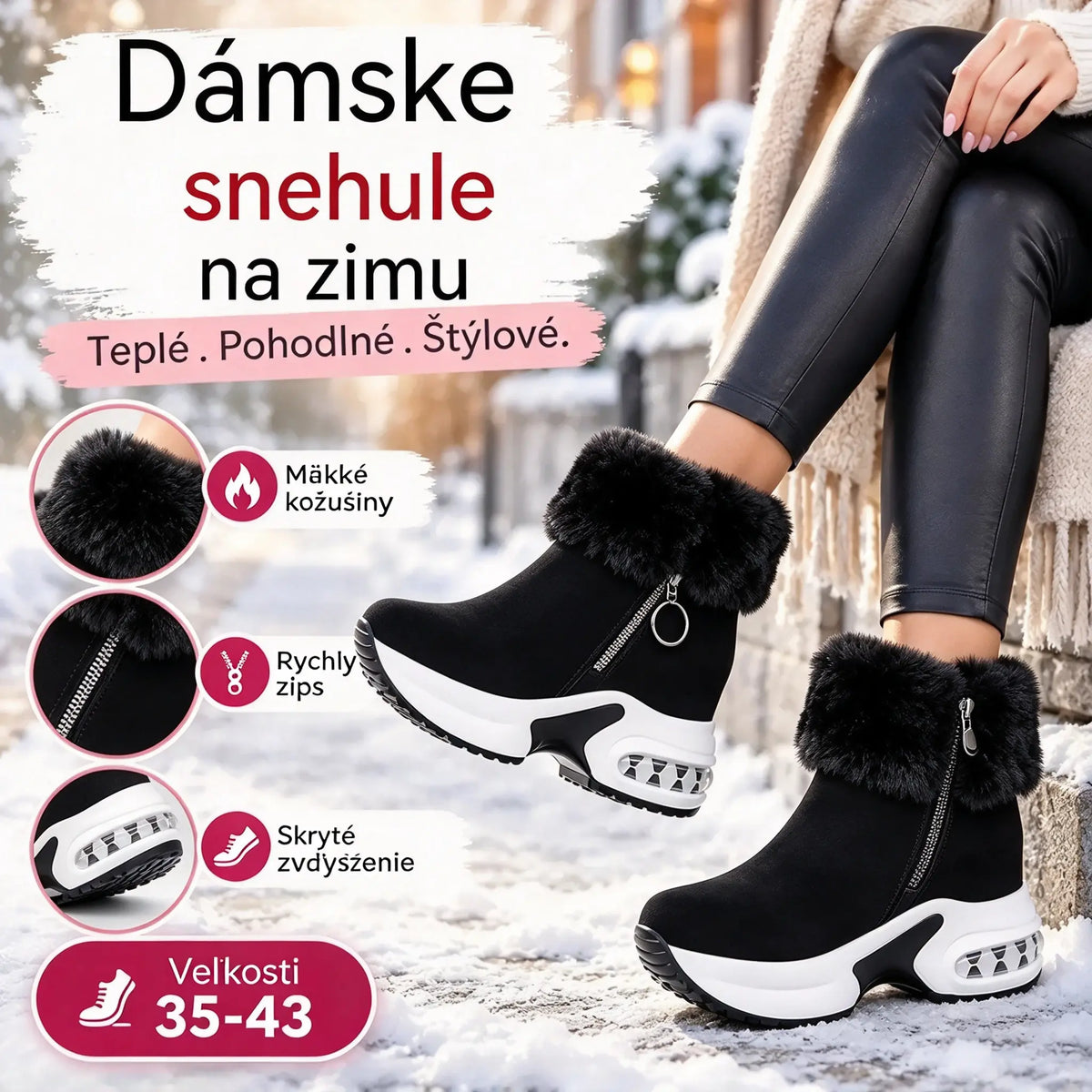 🔥😍【35 – 43】Dámska jesenná/zimná obuv s hrubou podrážkou, zateplená flísom – teplá a ležérna