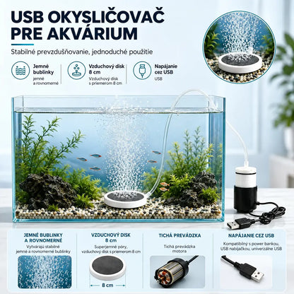 🐟🔇 USB okysličovač akvária s nastaviteľným prietokom – ultra tichý a kompaktný. Ideálny pre akvárium, prepravu rýb aj rybolov. Súčasťou balenia je 8 cm nano vzduchový disk! ✨