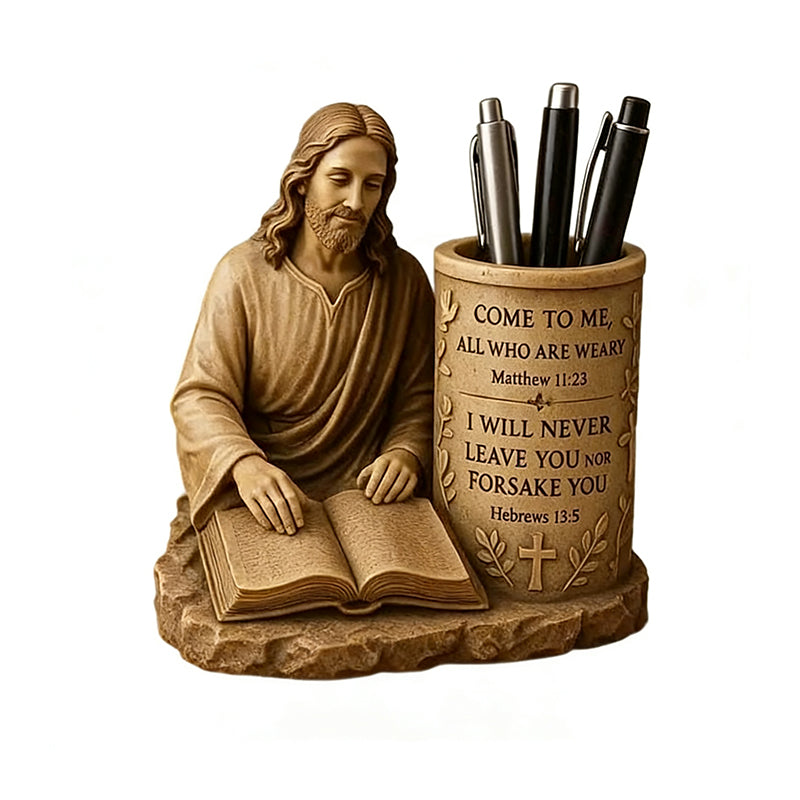 📚🔥 【Limitovaná zľava -50%】Nový živicový držiak na pero s biblickým veršom, vintage dekoratívna ozdoba