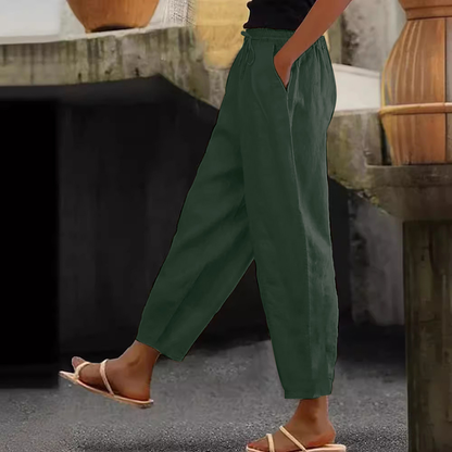 😍💕50% zľava💕 Dámske ležérne bavlnené ľanové nohavice (40-120 kg)