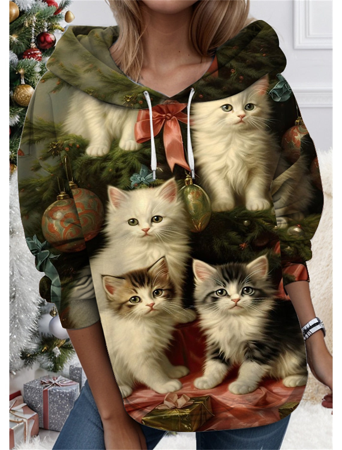 🐱✨【Popust 60% na ograničeno vrijeme】2025 nova ženska 3D majica s kapuljačom s motivom mačke