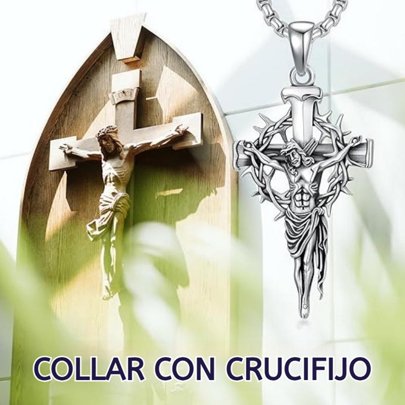 🔥【Compre 1 y obtenga 1 gratis】Collar con colgante de cruz y halo de espinas