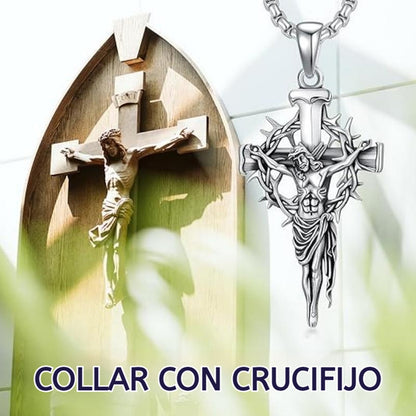 🔥【Compre 1 y obtenga 1 gratis】Collar con colgante de cruz y halo de espinas