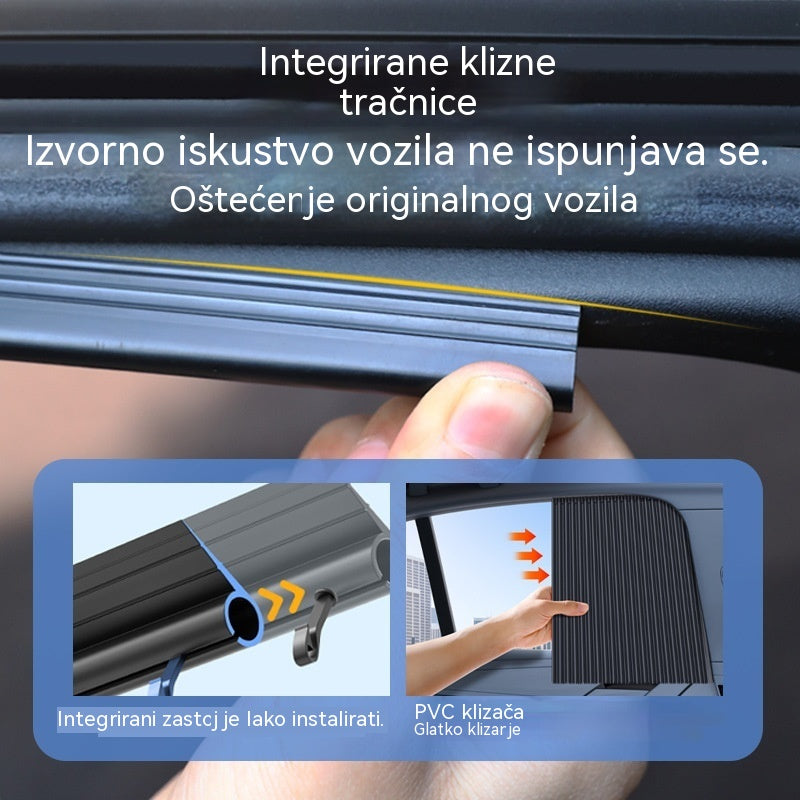 【Set od 4 dijela】Suncobran za automobilski prozor s kliznim šinama i slojem toplinske izolacije