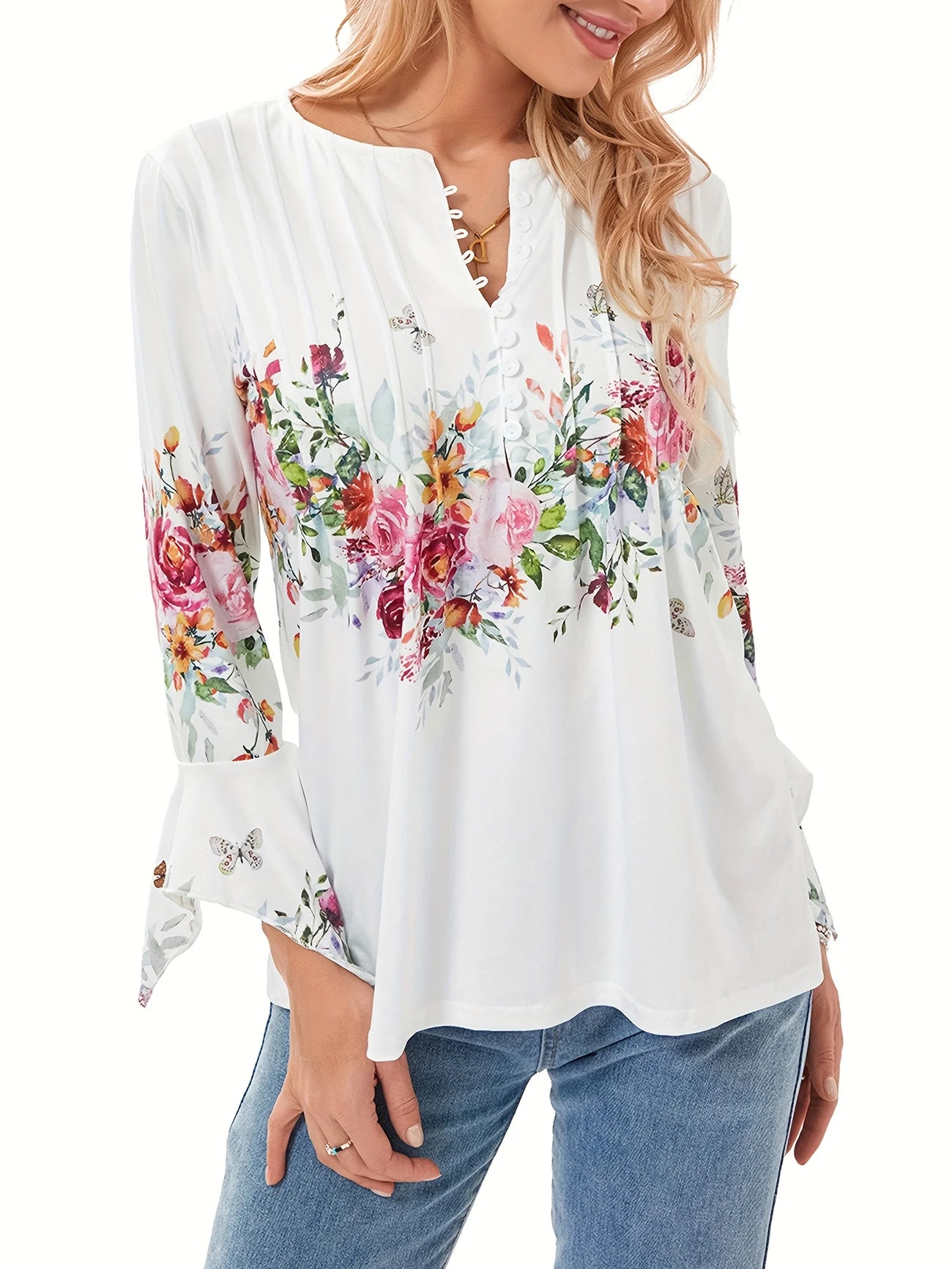 👕🥰【Časovo obmedzená ponuka - kúpte jeden kus, druhý dostanete zadarmo】[S-5XL] Dámske elegantné tričko s výstrihom do V