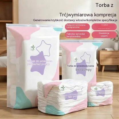🧳【Zestaw 5 sztuk】💨 Duża kompresyjna torba próżniowa: bez pompki, szczelna, idealna do oszczędzania miejsca w walizkach i w domu ✈️