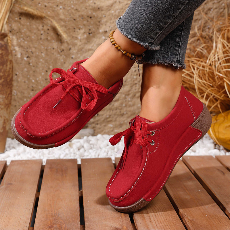 🔥🌟【50% zniżki】【36-43】Damskie buty na grubej podeszwie z okrągłym noskiem – Modne i wygodne obuwie wspierające stopę, amortyzujące wstrząsy i pomagające utrzymać prawidłową postawę.