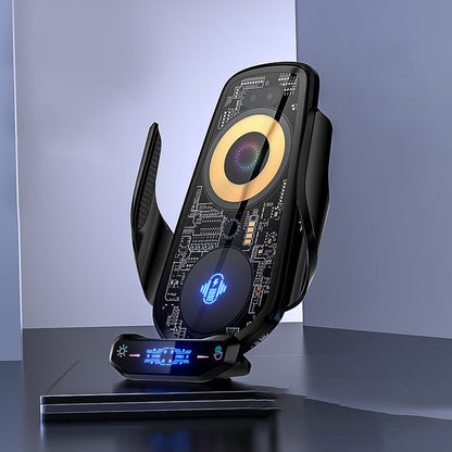 📱🚗 Soporte para teléfono móvil para coche con carga inalámbrica, apertura y cierre automáticos, control inteligente para navegación