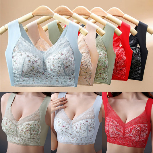 【🔥Cumpărați 1, primiți 2 gratuit】【Set de 3 bucăți】💕🎁Sutien de mărime mare din mătase de gheață fără cusături, respirabil și reglabil【Potrivit pentru 40kg-100kg】