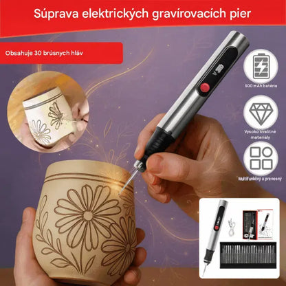 Odolné a dlhotrvajúce nabíjateľné lítium-iónové multifunkčné gravírovacie pero, vhodné na zdobenie nechtov a elektrické leštenie.