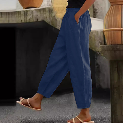 😍💕50% zľava💕 Dámske ležérne bavlnené ľanové nohavice (40-120 kg)