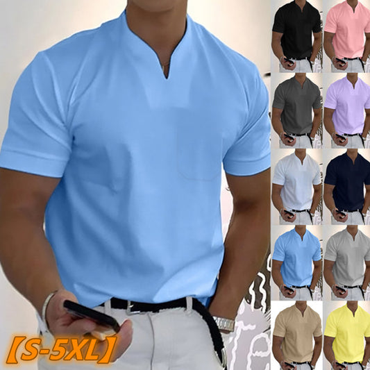 👔【S-5XL】Pánske letné elastické bavlnené tričko s krátkym rukávom