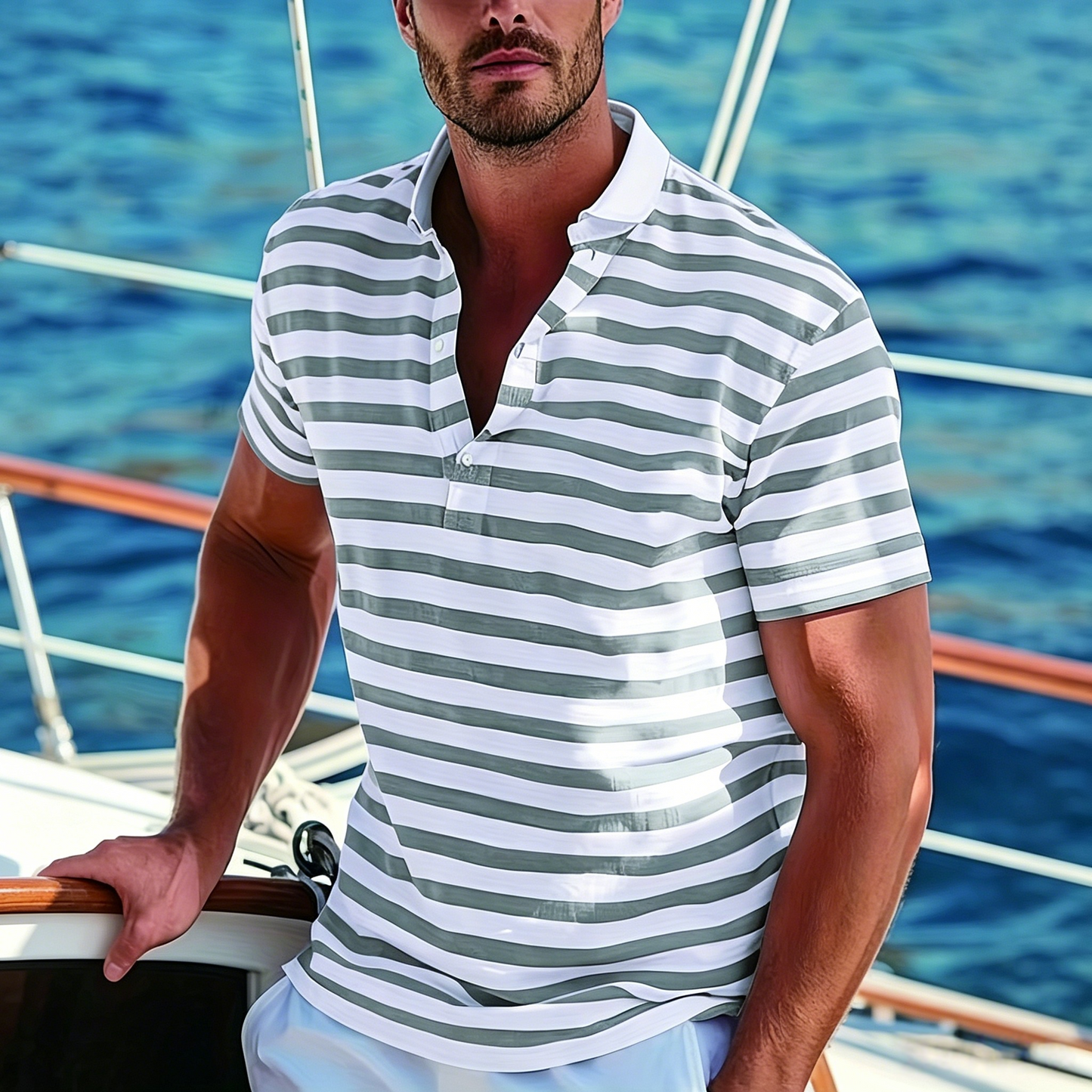 👕🔥【50% de descuento】[S-7XL] Polo deportivo de verano a rayas para hombre