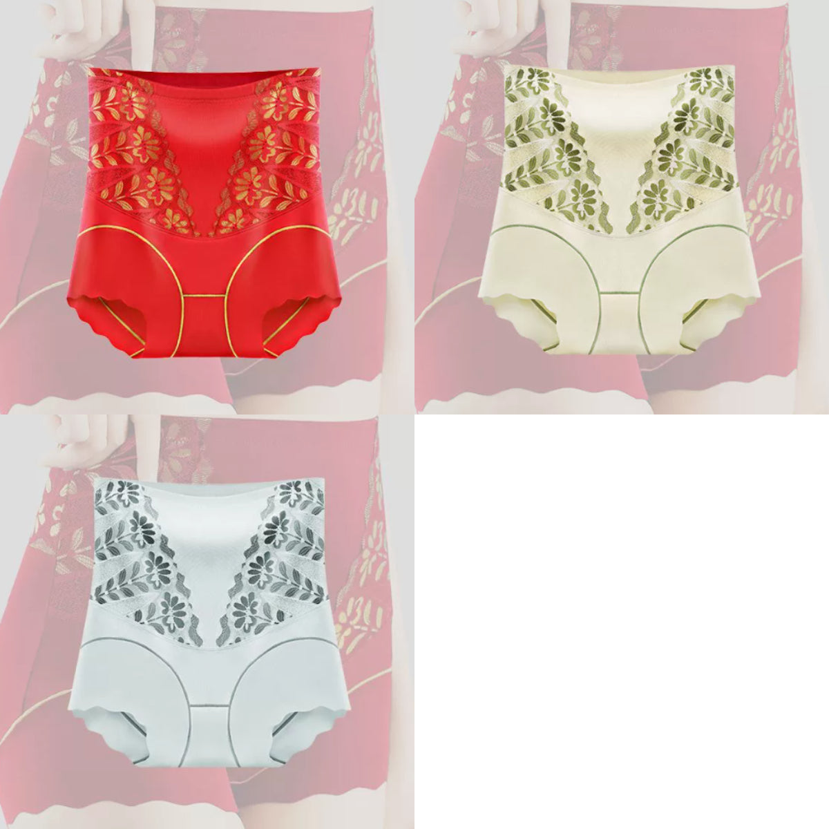 🌸【Set de 3】Pantaloni cu talie înaltă care controlează abdomenul 🩲 💖