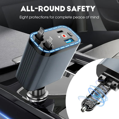 ⚡✨ Ultraszybka ładowarka samochodowa: dwa wysuwane porty USB-C z nastrojowym światłem Starlight i inteligentną ochroną bezpieczeństwa 🚗💫