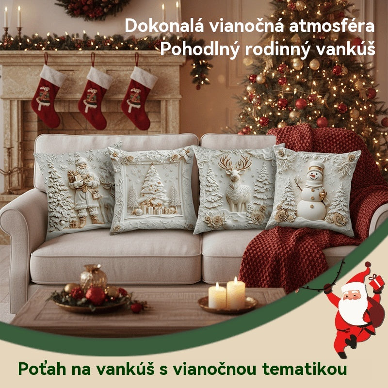 🎅【Vianočná zľava 50%】🎄 Obliečka na vankúš s vianočnou tematikou 【4-dielna sada】