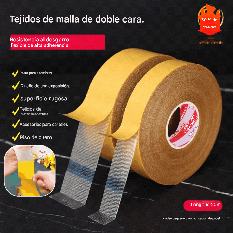 【5 metros】👍 Cinta de malla multifuncional de doble cara, adhesión fuerte sin dejar residuos